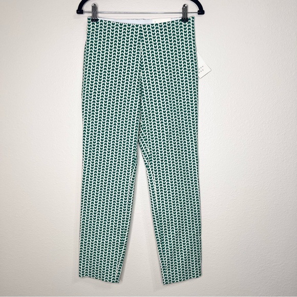 A New Day Ivory & Green Geo Print High Rise Stretch Skinny Ankle Pants Sz 4 NWT - Picture 3 of 15